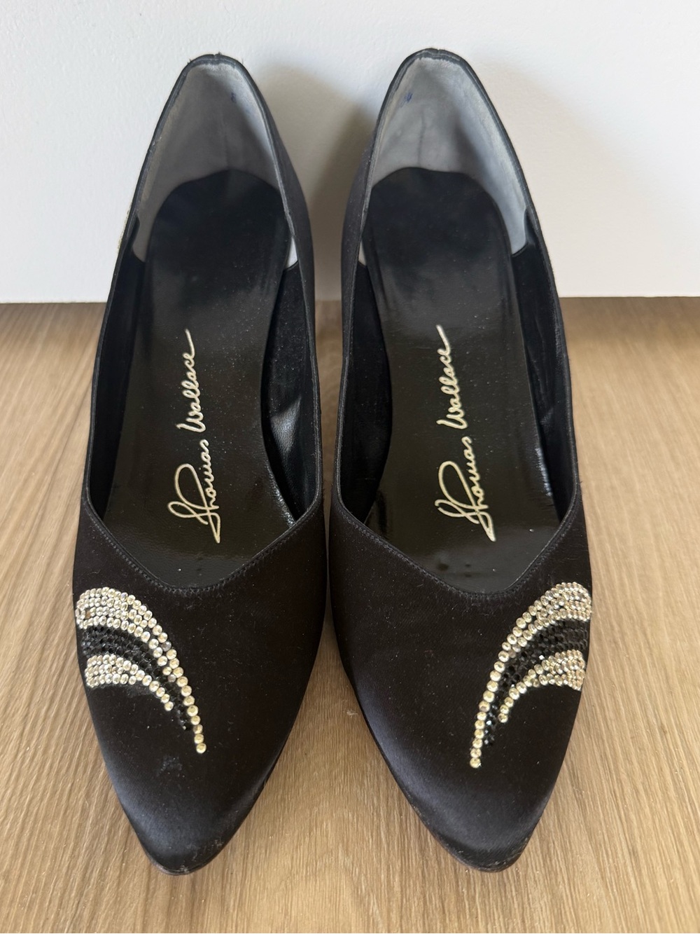 Black Embellished Pointed-Toe Women's Heels